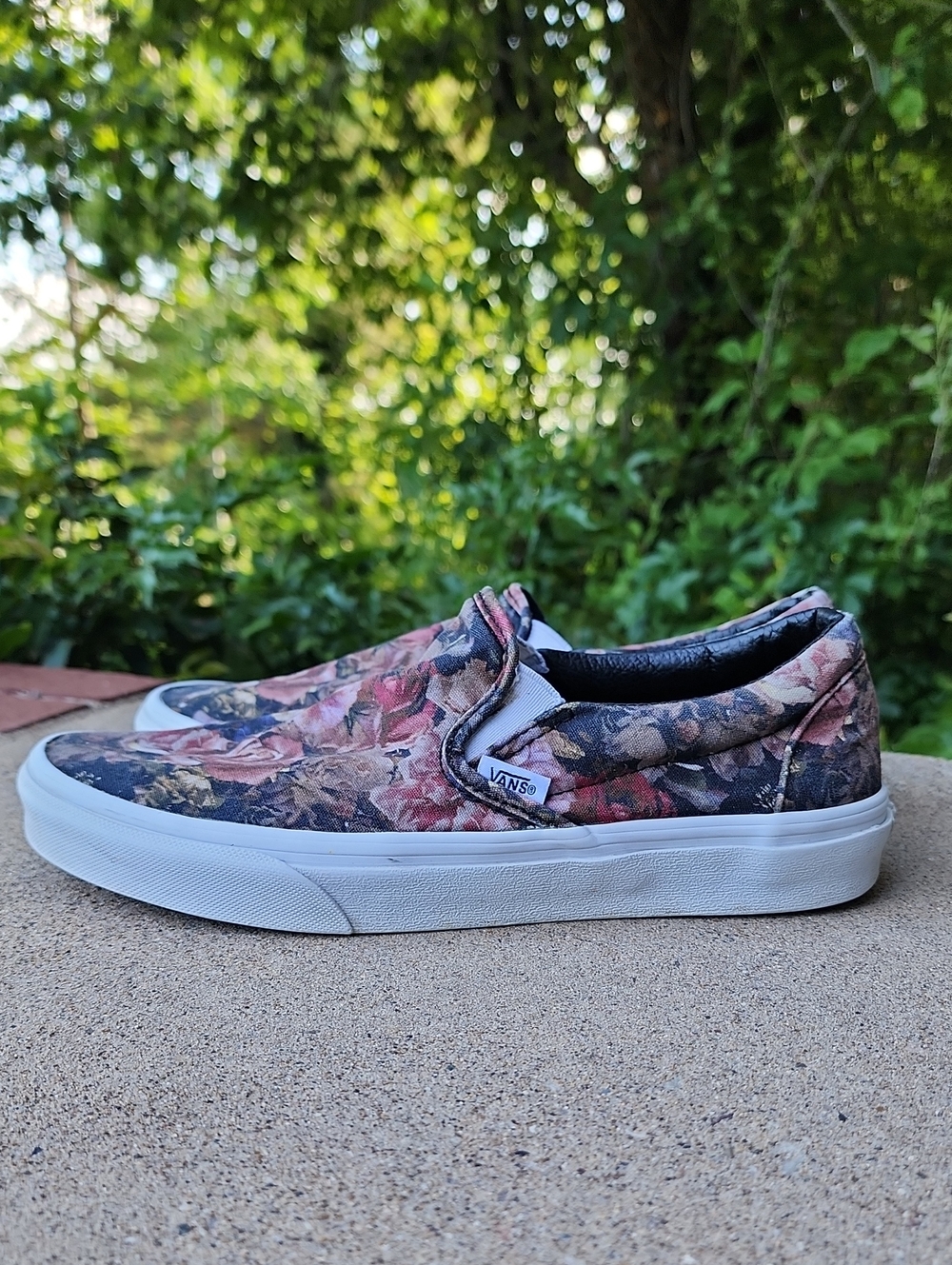 Vans Floral Slip-On Canvas Sneakers - Rose, Black, Beige